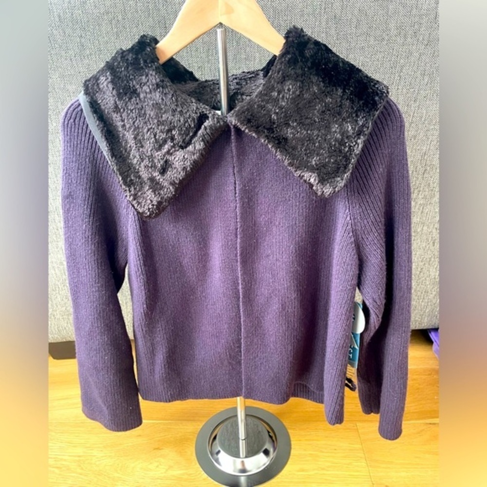 Nine west faux fur silk blend cardigan